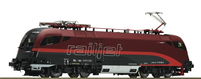 Electric locomotive Rh 1116 Railjet with Digi-Cam package (Digital camera and sound)<br /><a href='images/pictures/Roco/Roco-73234.jpg' target='_blank'>Full size image</a>